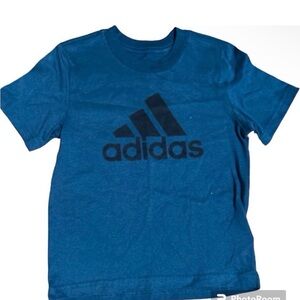Adidas Boys Blue Logo Graphic T-Shirt Short Sleeve Athletic Tee Size 4